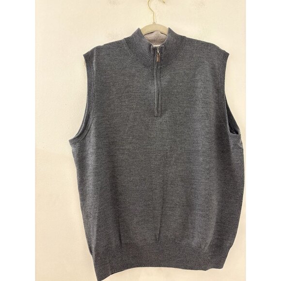 Peter Millar Other - Peter Millar Men's Charcoal Gray Quarter Zip Merino Wool Vest Size XL Academia